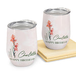 Birthflower Custom Name Birthday Gift For Mom Friend - Personalized Wine Tumbler