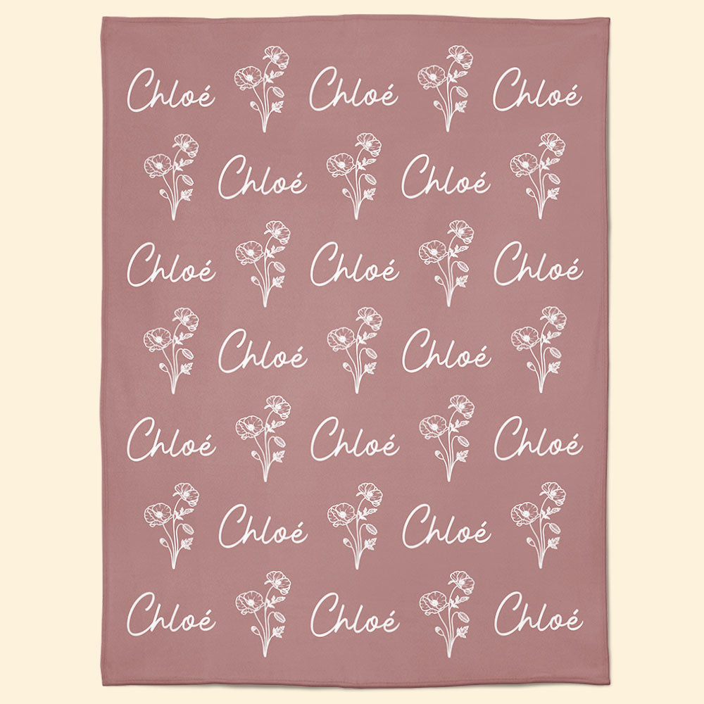 Birthflower Custom Name Birthday Gifts For Women Girls Mom - Personalized Blanket