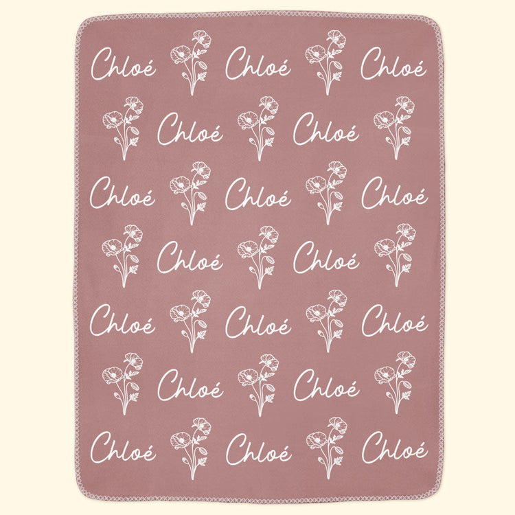 Birthflower Custom Name Birthday Gifts For Women Girls Mom - Personalized Blanket