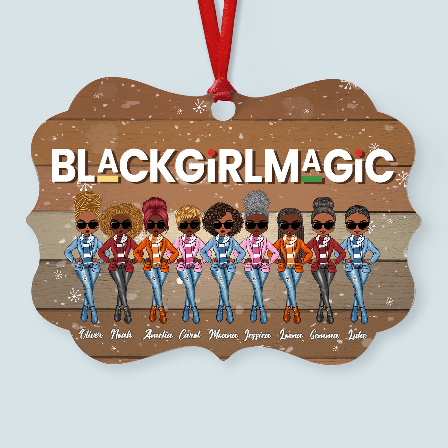 Black Girl Magic - Personalized Aluminum Ornament- Christmas Gift For Sister
