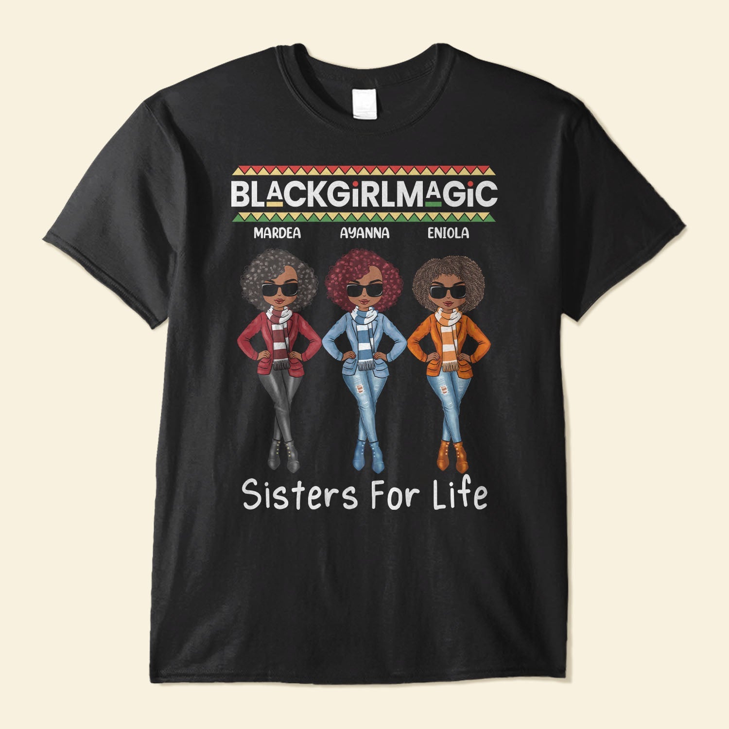 Black Girl Magic - Personalized Shirt - Gift For Friends - Cartoon Girl