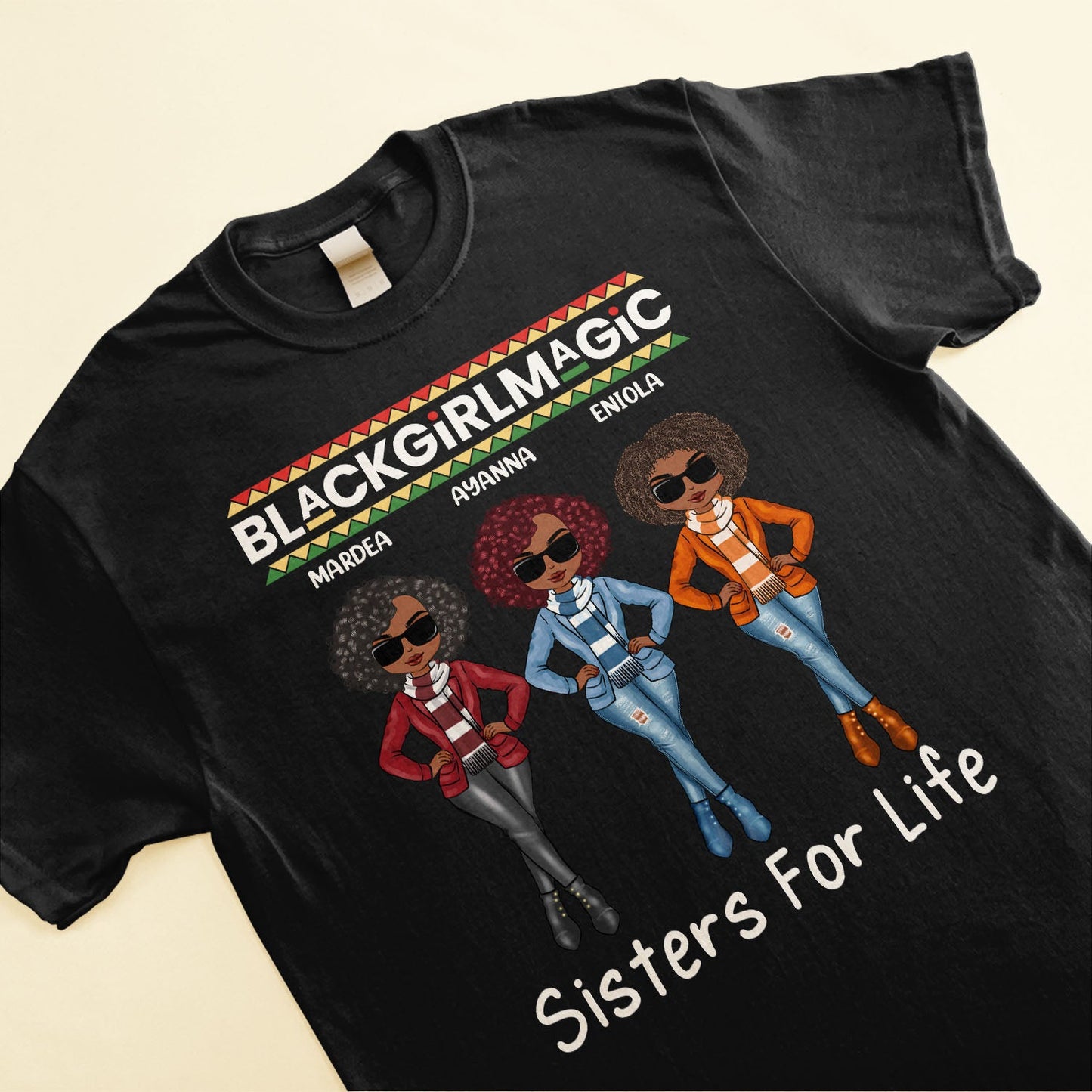 Black Girl Magic - Personalized Shirt - Gift For Friends - Cartoon Girl