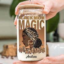 Black Mom Magic - Personalized Clear Glass Cup