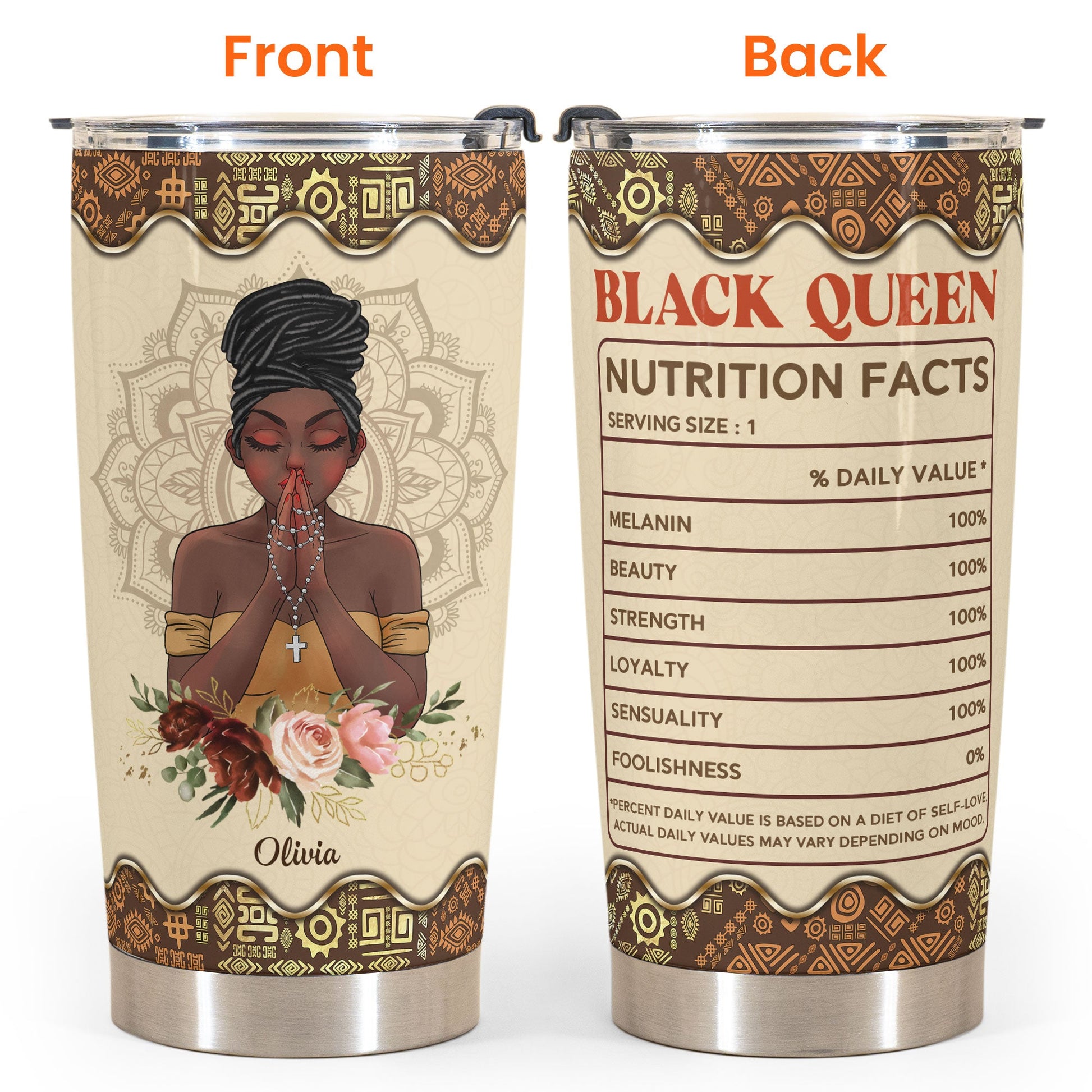 MYMISOR Black Queen Nutrition Fact Tumbler Stainless Steel Tumblers 20oz  Black Women Gift African Am…See more MYMISOR Black Queen Nutrition Fact
