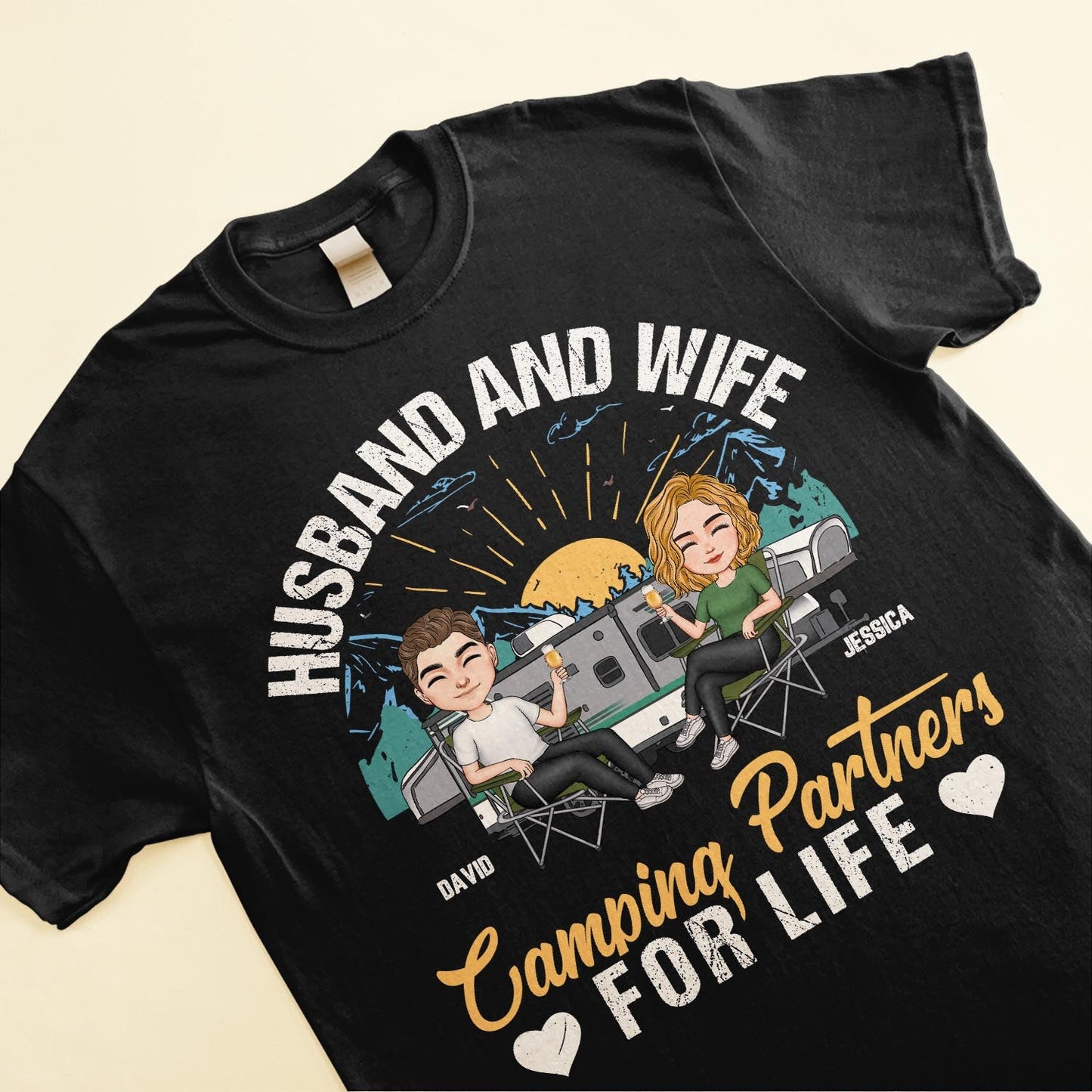 Husband And Wife Camping Partners For Life  - Personalized Shirt