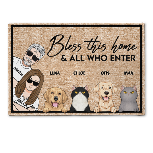 Bless This Home And All Who Enter - Personalized Doormat