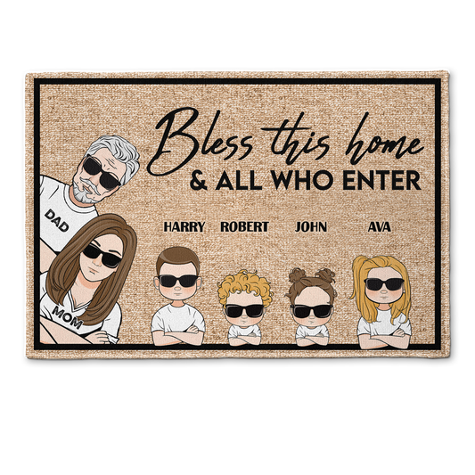 Bless This Home And All Who Enter - Personalized Doormat - Loving Gift For Family, Couple, Husband And Wife, Home Decor