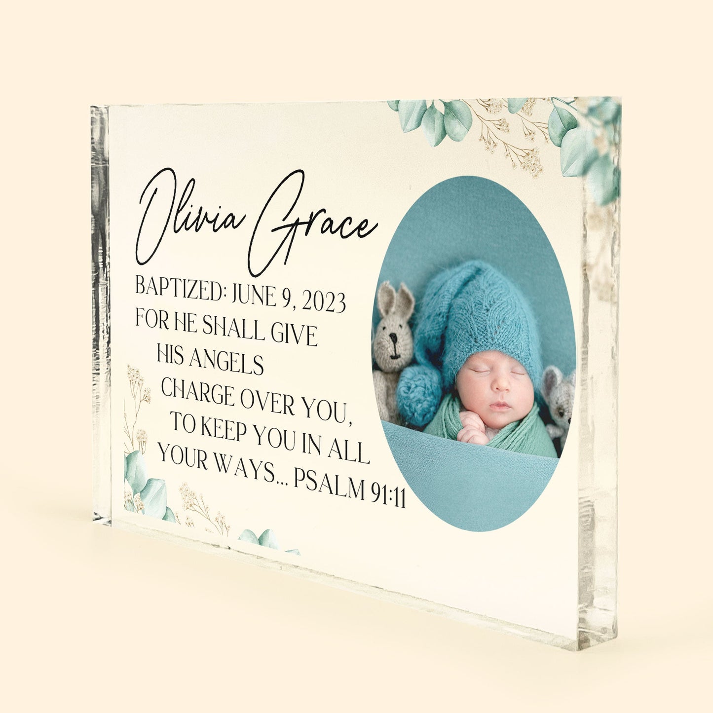 Blessings Baptism Gift From Godparents Religious Baby - Personalized Acrylic Photo Plaque