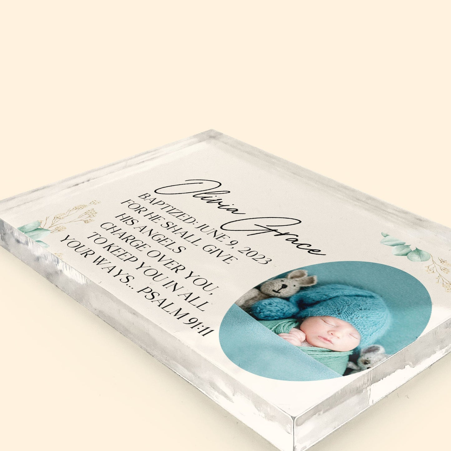 Blessings Baptism Gift From Godparents Religious Baby - Personalized Acrylic Photo Plaque