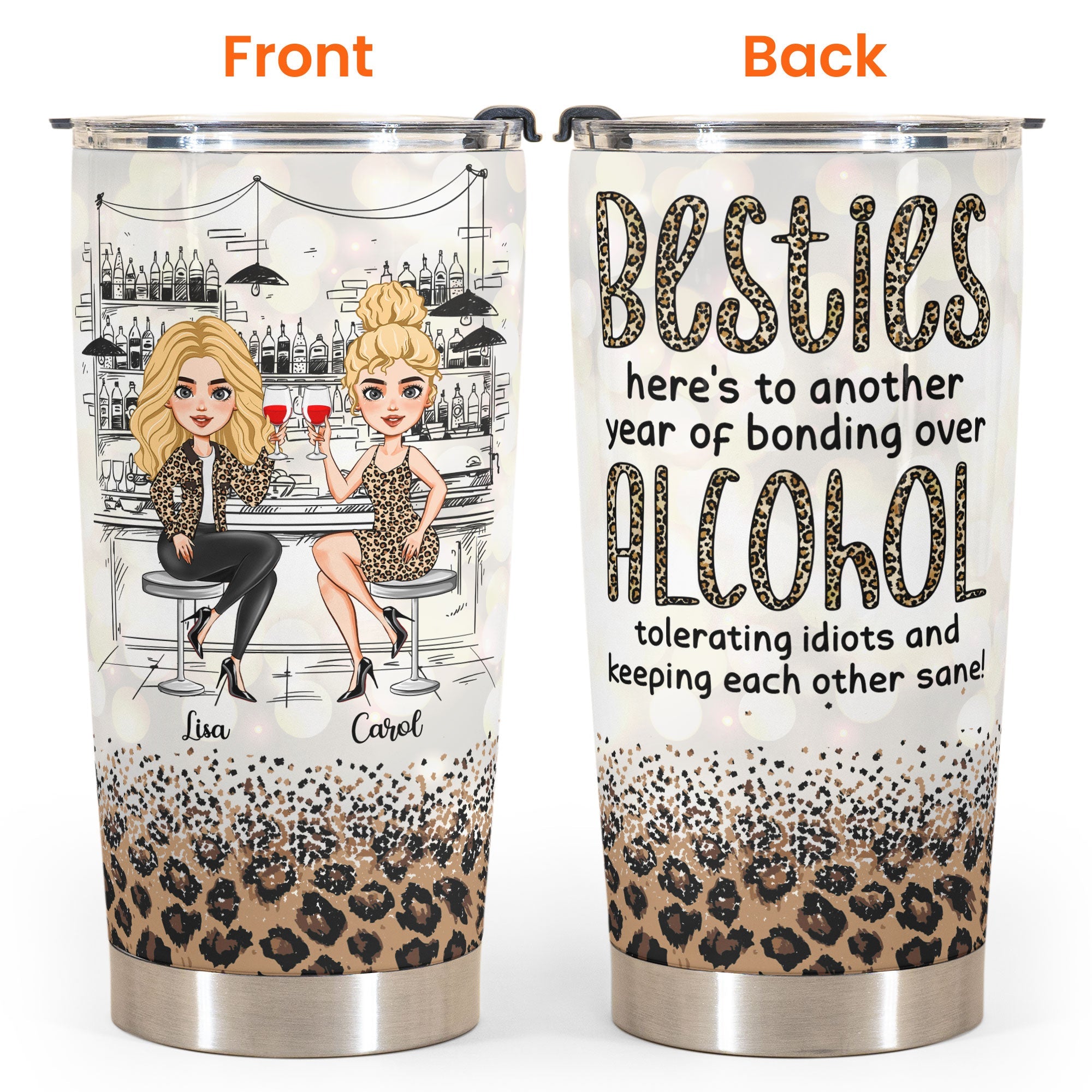 Bonding Over Alcohol Personalized Tumbler Cup Birthday Gift For Besties Soul Sisters Sistas Bff Friends Drinking Girls 4