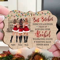 Bonding Over Alcohol - Personalized Wooden Ornament