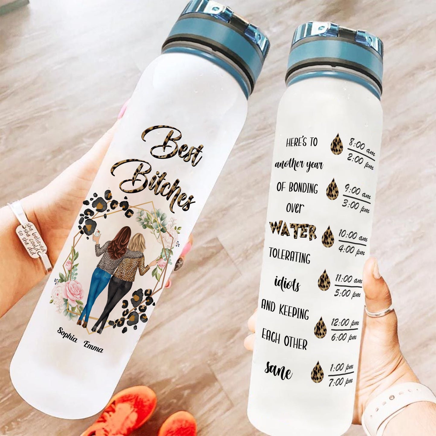 Bonding Over Water - Personalized Water Tracker Bottle - Funny Gift Birthday Gift For Besties, BFF, Soul Sisters, Sistas