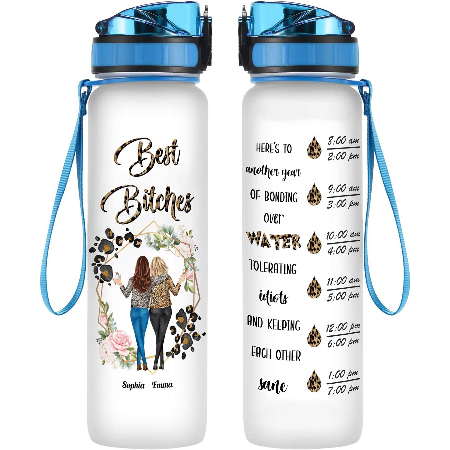 Bonding Over Water - Personalized Water Tracker Bottle - Funny Gift Birthday Gift For Besties, BFF, Soul Sisters, Sistas