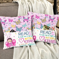 Book And Butterfly Kisses - Personalized Photo Pocket Pillow (Insert Included)