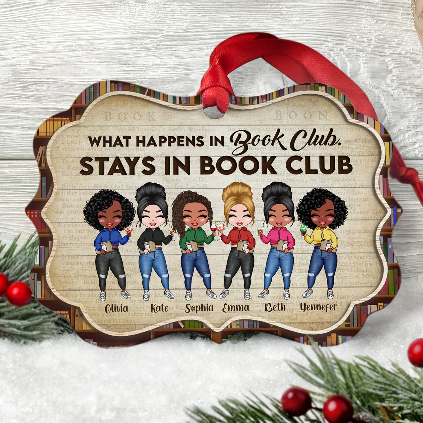 Book Club Besties - Personalized Aluminum Ornament - Christmas Gift For Book Lovers, Book Club Membersv