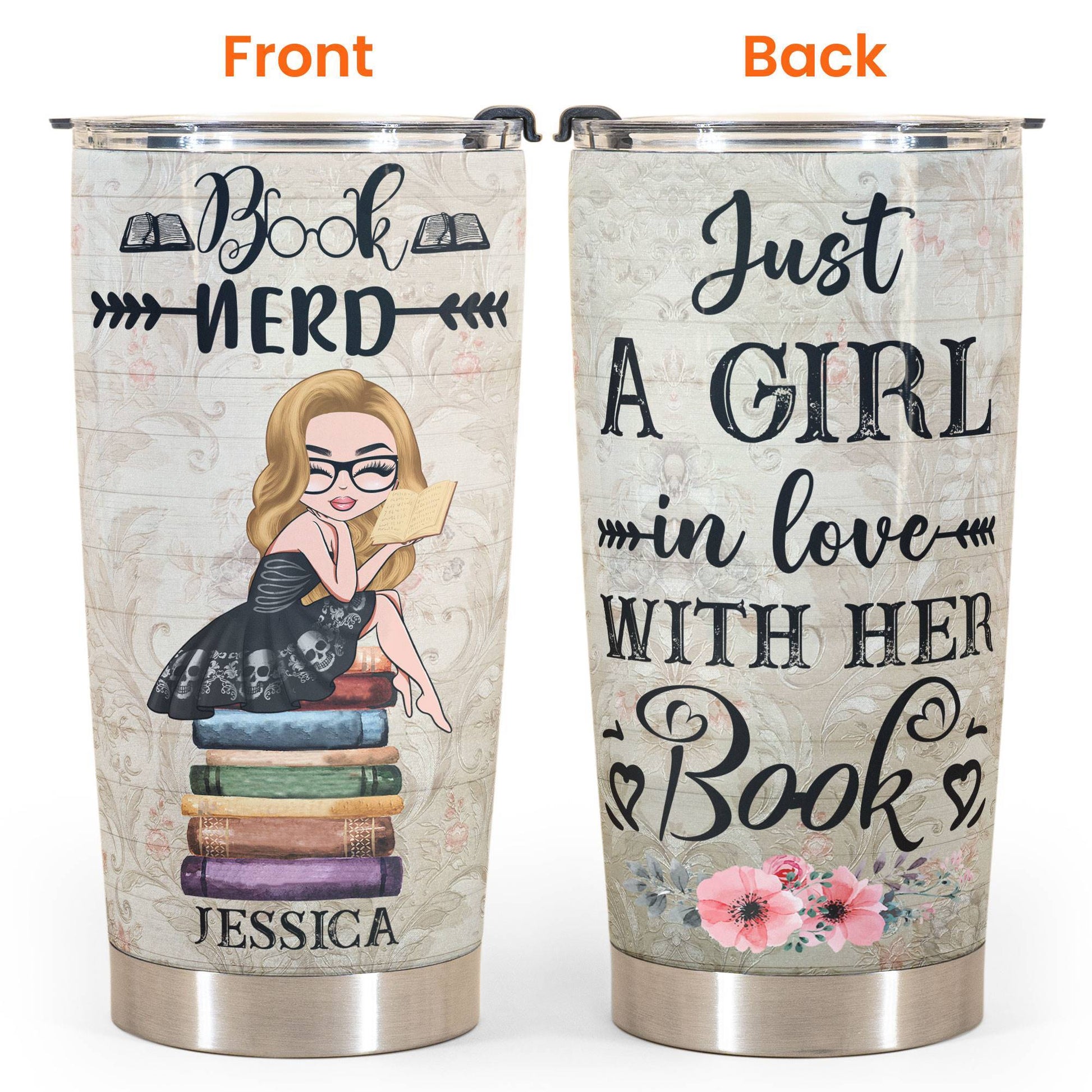 Book Nerd  - Personalized Tumbler Cup - Birthday Gift For Book Lovers