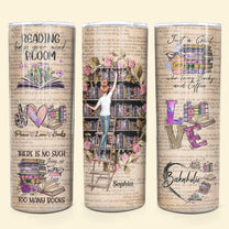 Bookaholic - Personalized Skinny Tumbler - Birthday Gift For Book Lover, Book Girl, Bookworm, Reading Girls