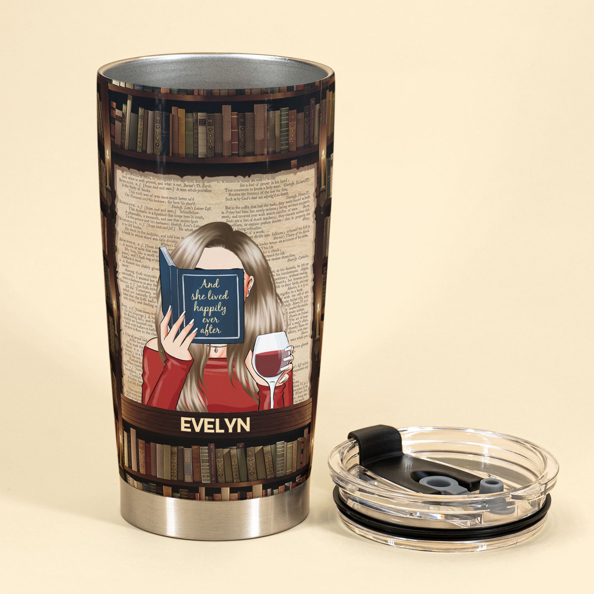Books And Coffee And Wine - Personalized Tumbler Cup - Birthday & Christmas Gift For Book Lover - Reading girls