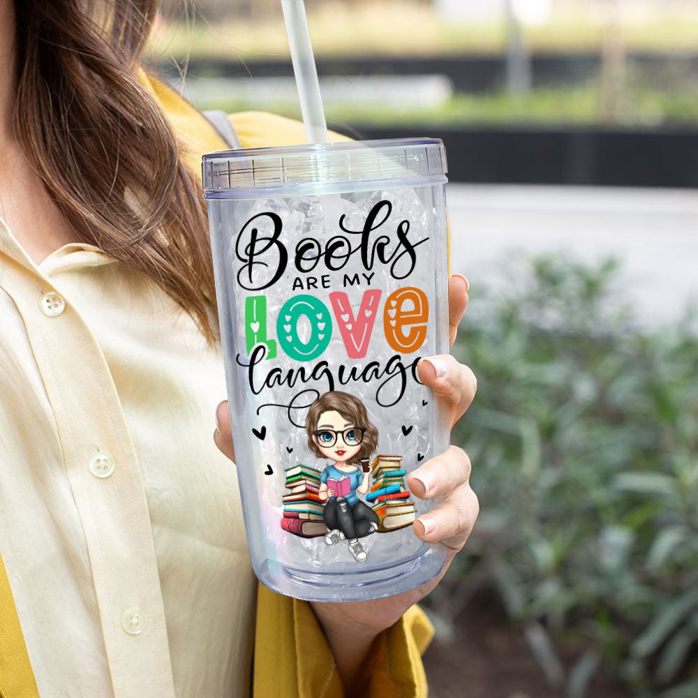 Booktrovert - Personalized Acrylic Insulated Tumbler With Straw