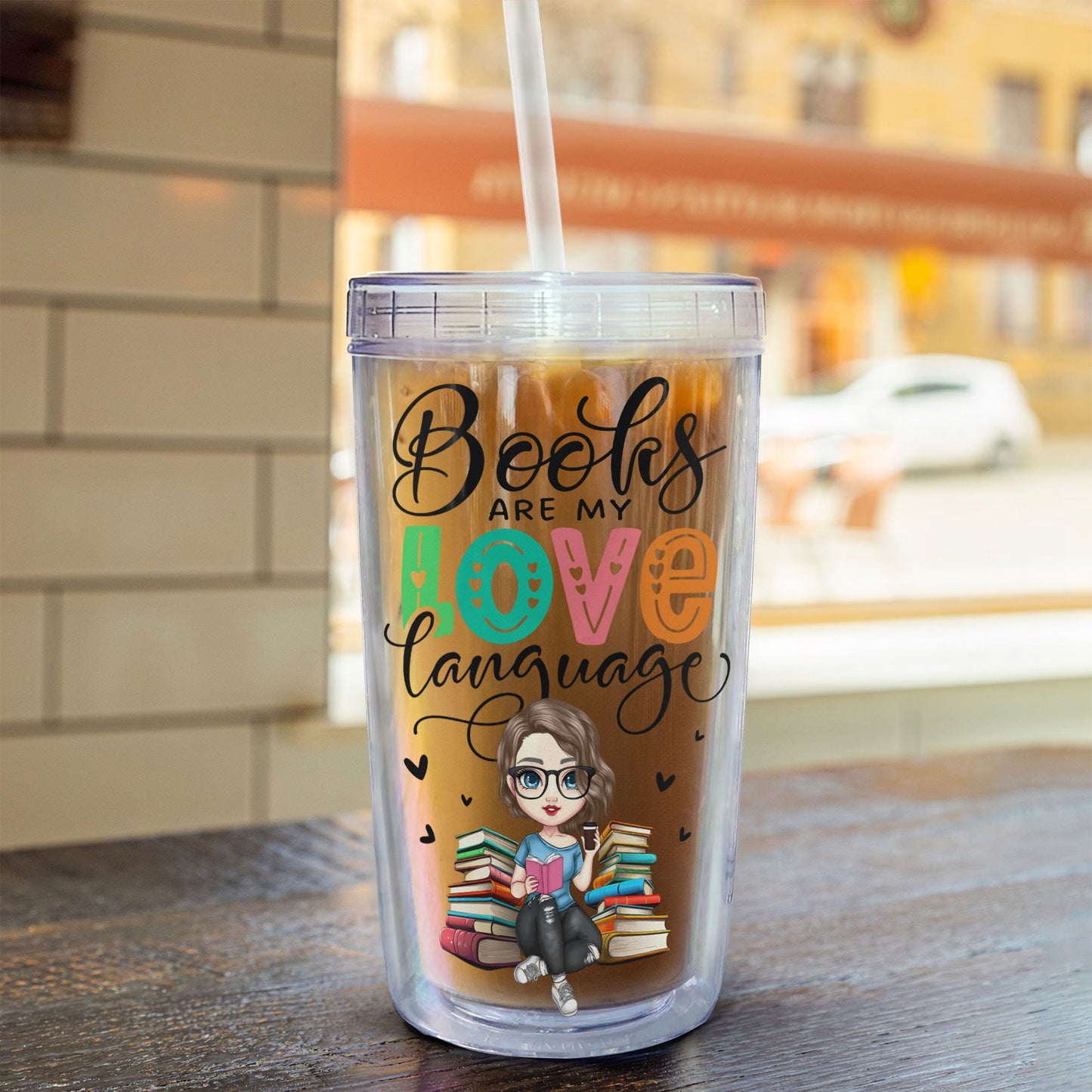 Booktrovert - Personalized Acrylic Insulated Tumbler With Straw