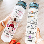 Booty Get Fatter - Personalized Water Bottle With Time Marker - Birthday, Motivation Gift For Fitness Girl, Personal Trainer, Gymer  - Squat Girl