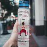 Booty Get Fatter - Personalized Water Bottle With Time Marker - Birthday, Motivation Gift For Fitness Girl, Personal Trainer, Gymer  - Squat Girl