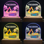 Boy Riding Construction Vehicle And Transportatiion - Personalized Photo LED Light