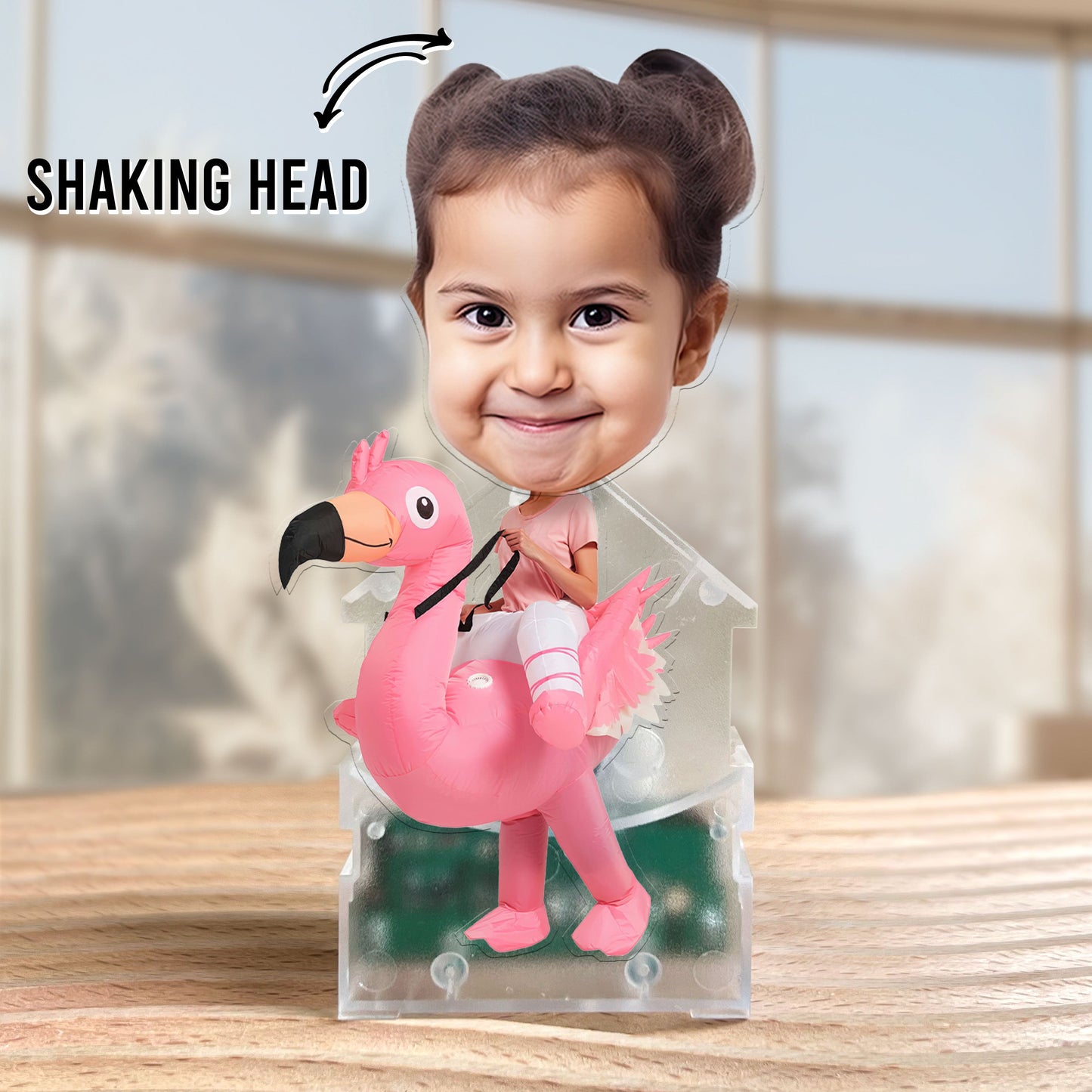 Boys Girls Playful Dinosaur Flamingo Alien - Personalized Photo Shaking Head Acrylic Standee