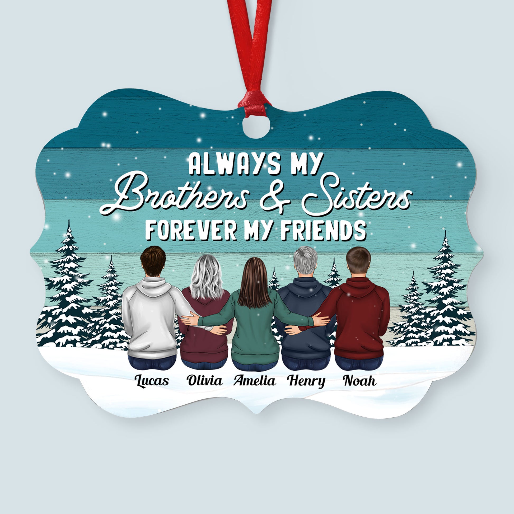 Brothers & Sisters A Whole Lot Of Love 2 - Personalized Aluminum Ornament - Christmas Gift For Brothers & Sisters, Family - Hoodie Family