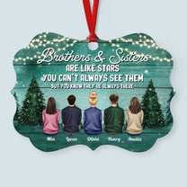 Brothers & Sisters A Whole Lot Of Love - Personalized Aluminum Ornament - Ugly Christmas Sweater Sitting