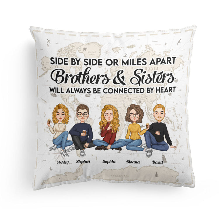 Brothers & Sisters - Always Be Connected By Heart  - Personalized Pillow - Anniversary, Birthday, Home Decor Gift For Family, Sisters, Brothers, Siblings