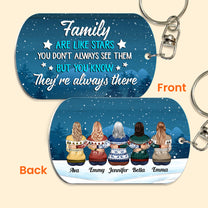 Brothers & Sisters, Family Are Like Stars - Personalized Keychain - Ugly Christmas Sweater Sitting