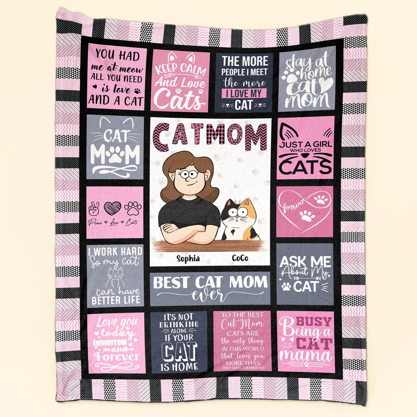 Busy Being A Cat Mama - Personalized Blanket