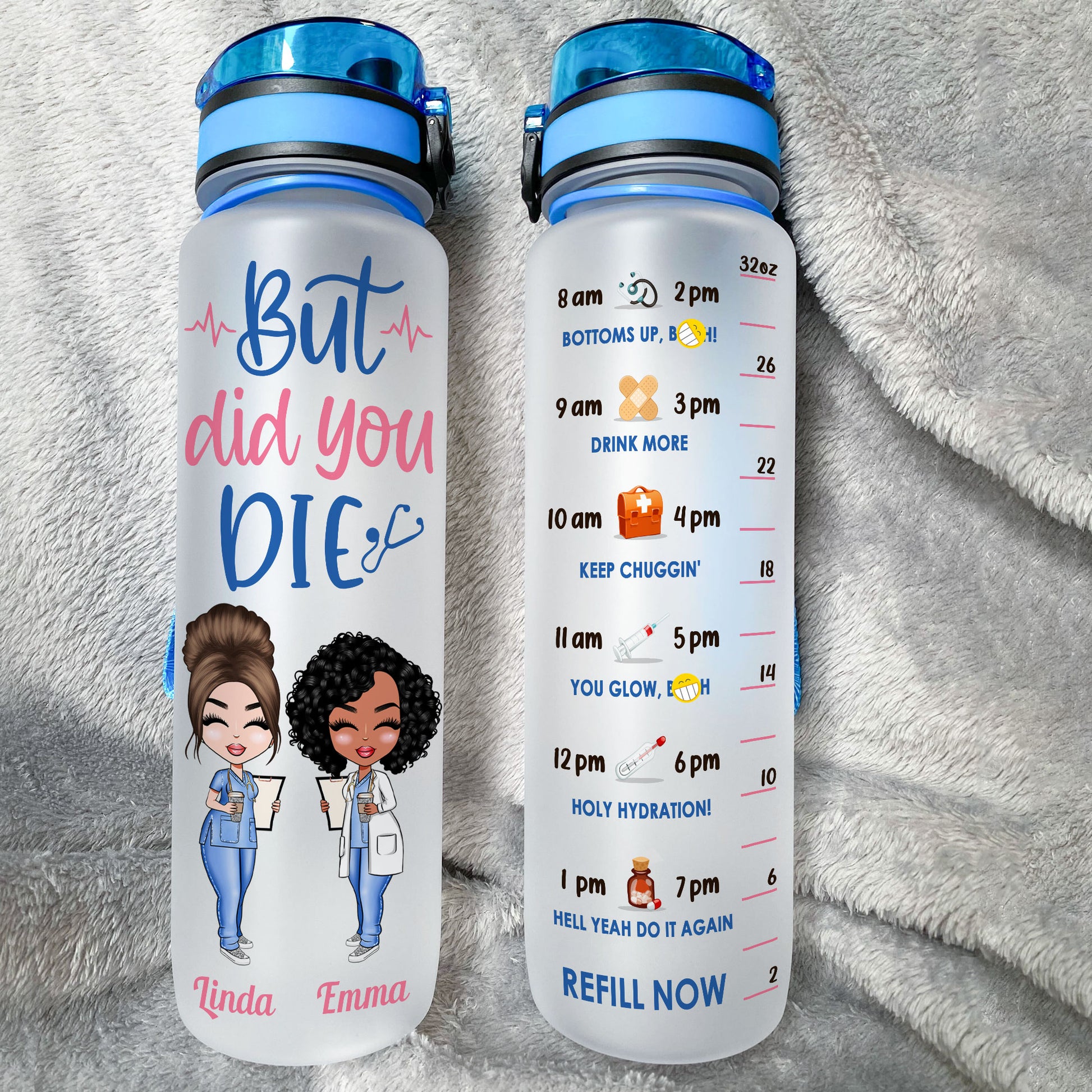 Personalized Water Tracker Bottle - Gift For Nurse - Safety First Drin -  newsvips