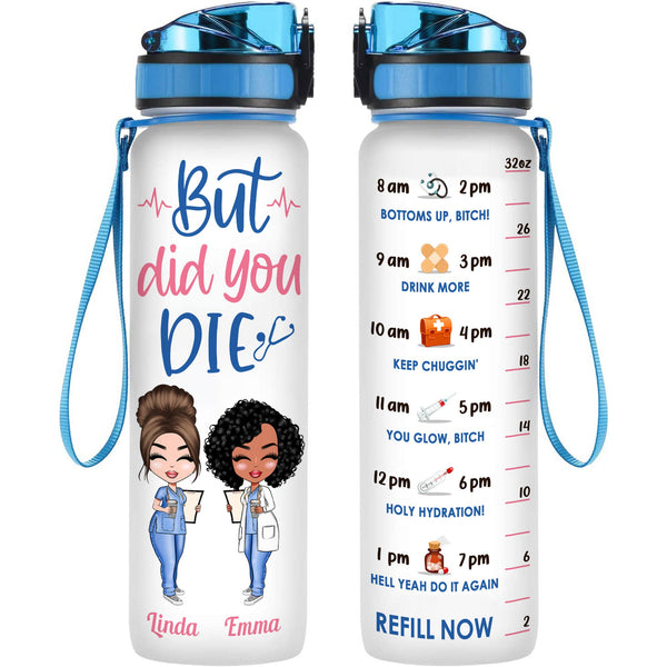 Personalized Nurse Life 32oz Motivational Water Bottle With Time Marker -  Jolly Family Gifts