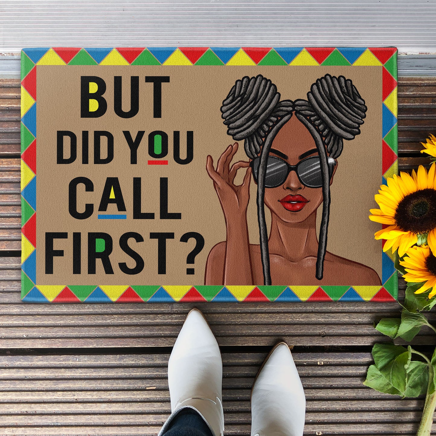 But Did You Call First - Personalized Doormat  - Gift For Black Woman & Black Girl