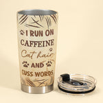 Caffeine, Cat Hair & Cuss Words - Personalized Tumbler Cup - Birthday Gift For Cat Lovers, Cat Moms, Friends, Fur Mama