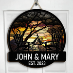 Camping Partners For Life Husband Wife Couple Gift - Personalized Wood Sign