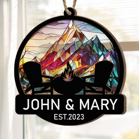 Camping Partners Gift For Couple Husband Wife - Personalized Suncatcher Ornament