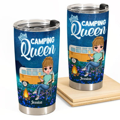 Camping Queen - Personalized Tumbler Cup - Birthday Gift For Her, Camping Lovers, Wanderlust