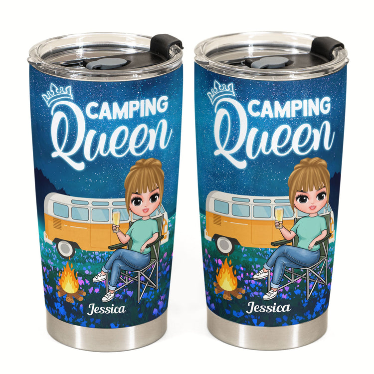 Camping Queen - Personalized Tumbler Cup - Birthday Gift For Her, Camping Lovers, Wanderlust 