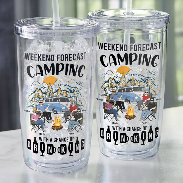 Camping With A Chance Of Drinking - Personalized Acrylic Tumbler With Straw Cam200704tutl