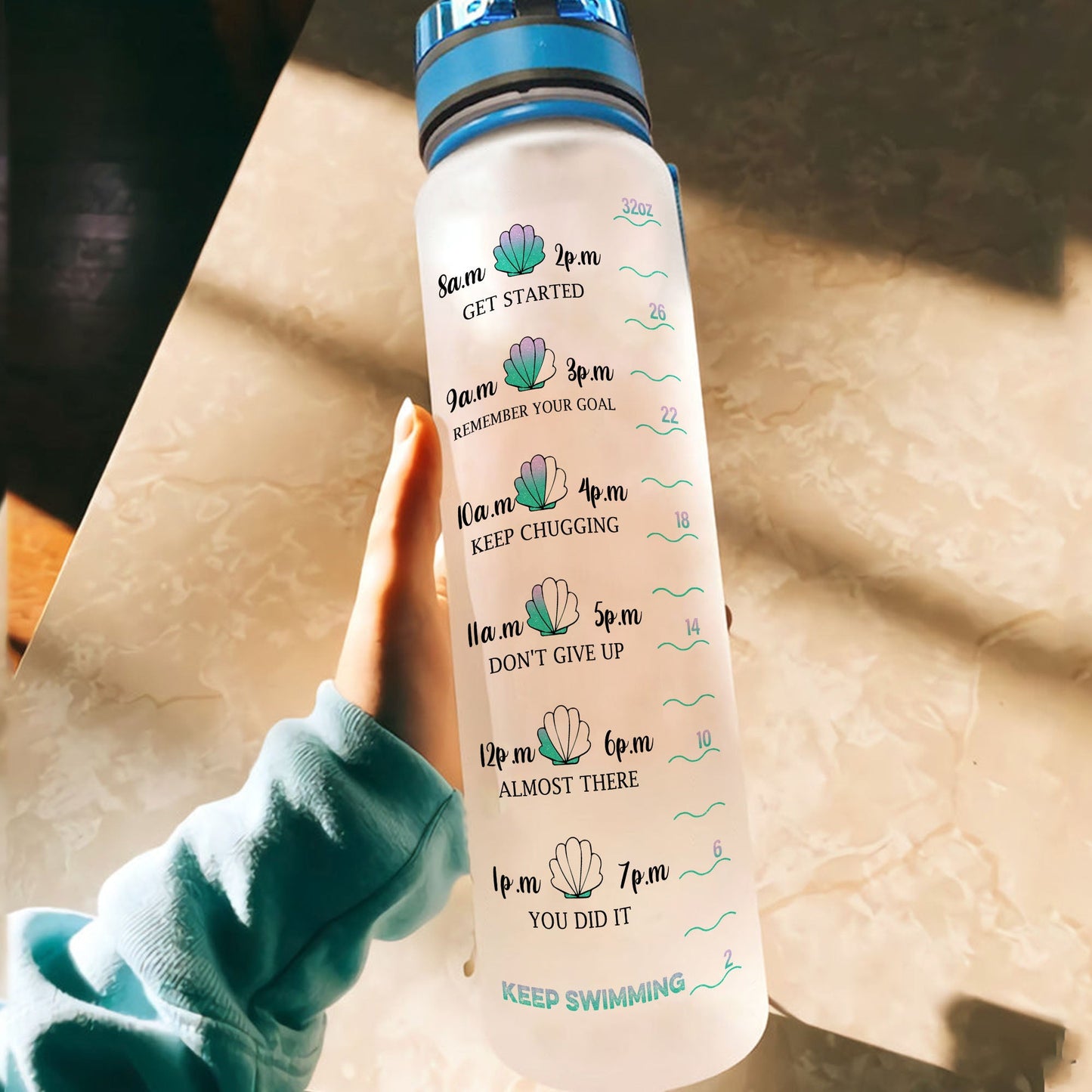 Can't Be A Mermaid Without Water - Personalized Water Tracker Bottle - Birthday Gift For Her, Mermaid Girls, Swimming Lovers, Mermaid