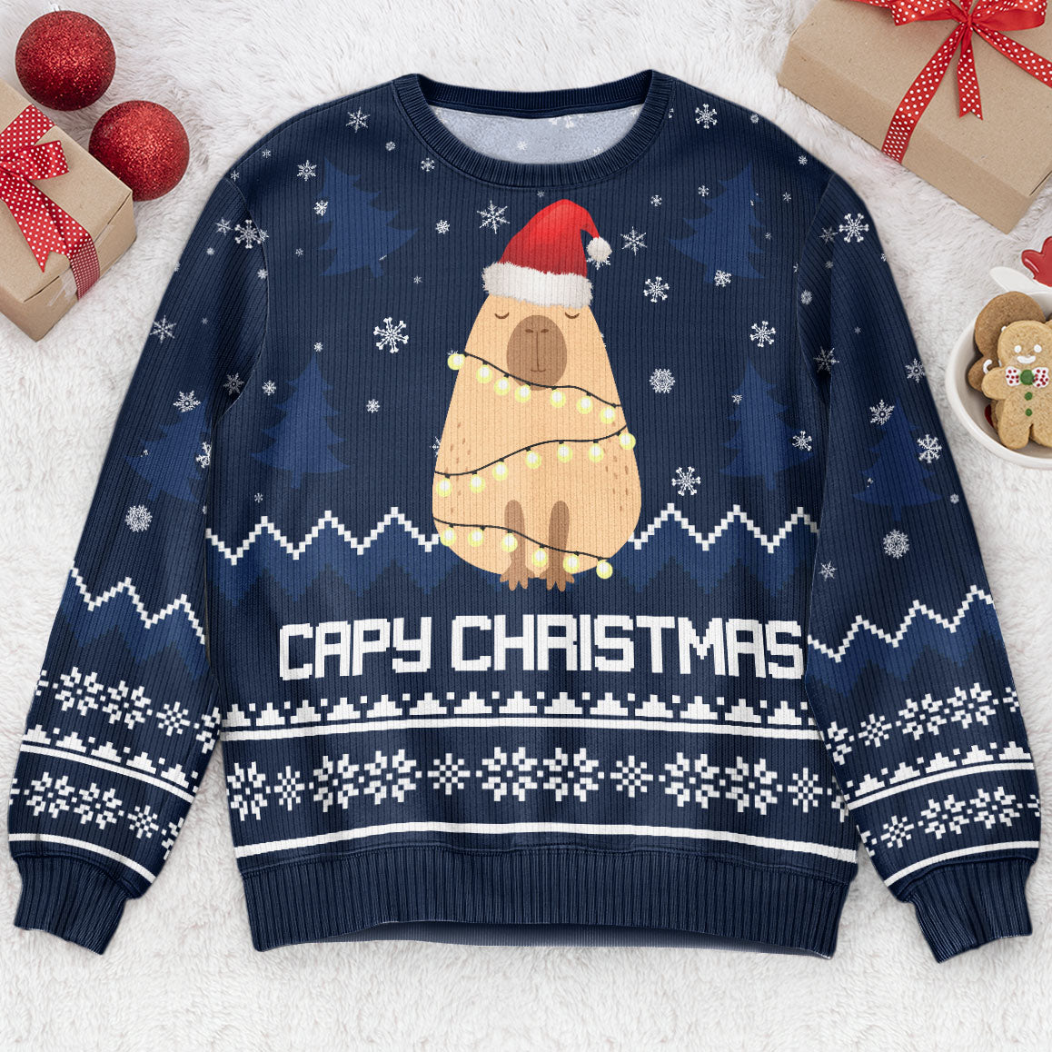 Capybara Capy Christmas - Personalized Ugly Sweater