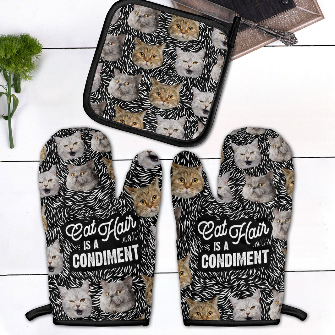 Cats Double Oven Gloves - 100% Cotton Insulated Kitchen Mitts, Pot Holder, New With Tags