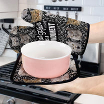 Cat Hair Is A Condiment - Personalized Photo Oven Mitts And Pot Holder