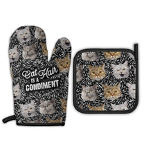 Cat Hair Is A Condiment - Personalized Photo Oven Mitts And Pot Holder