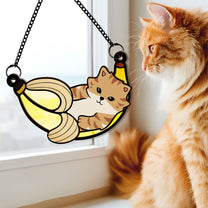 Cat In Banana - Personalized Window Hanging Suncatcher Ornament