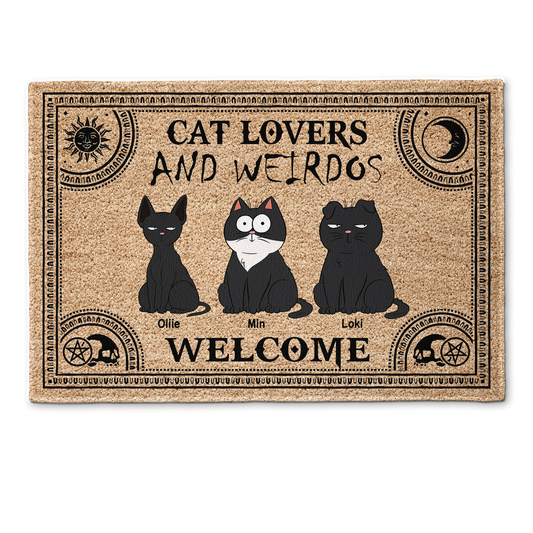 Cat Lovers & Weirdos Welcome - Personalized Doormat