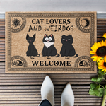 Cat Lovers & Weirdos Welcome - Personalized Doormat